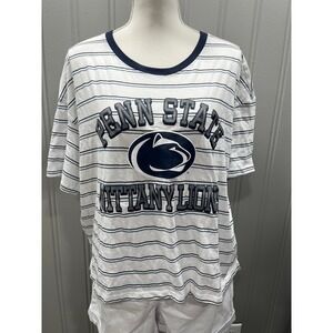47 Brand Penn State Nittany Lions‎ Striped T Shirt Womens XLarge Navy Blue White